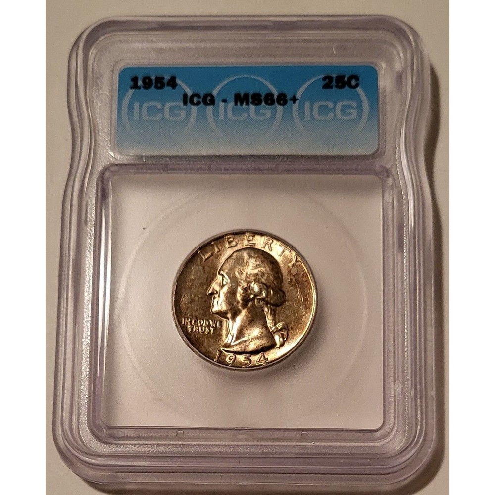 1954 Washington Quarter Unc MS66+ ICG Toning